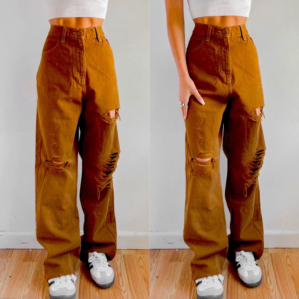 BDG High Rise Distressed Jeans in Rust - Picture 2 of 6